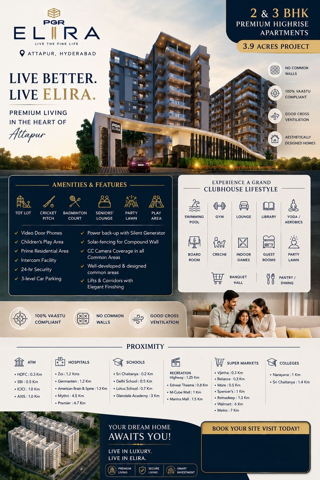 2bhk & 3bhk flats for sale pgr elira attaapur contact no 9052736666